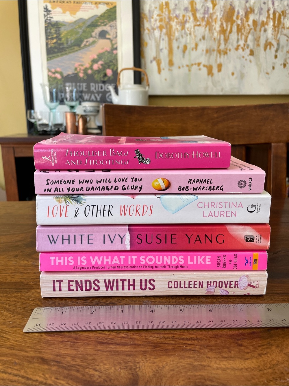 6 Assorted Pink and White Decorative Softcover Book Stack Contemporary Fiction